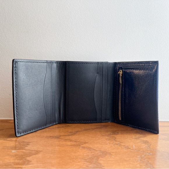 Coach Small Trifold Wallet Metallic Crinkle Leather - Picture 4 of 6